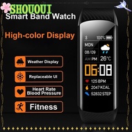 SHOUOUI Smart Bracelet Watch, Waterproof Blood Pressure C5S Sport Smart Watch, Fashion Support Information Push Heart Rate Caller Reminder Smartwatch for Android IOS/Women Men