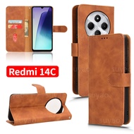 For Xiaomi Redmi 14C 14 C 2024 Phone Case Stand Holder Flip Leather Wallet PU Redmi14C Redmi14 Red m