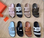 💜 Hermès slippers 愛馬仕 厚底豬鼻子鏈條拖鞋女款外穿休閒一字露趾沙灘涼鞋