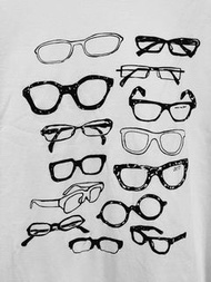 眼鏡造型 印花白色短袖Tshirt 短T 白 似 Uniqlo
