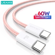 USAMS PD60W Type C to Type C Fast Charging Cable USB-C Data Cable For MacBook iPad Samsung Xiaomi Ty