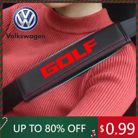 2026 Hot For VOLKSWAGEN VW 2Pcs Leather Car Seat Belt Shoulder Cover Protective Pads for Volkswagen 