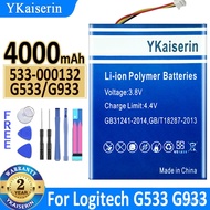 4000mAHh YKaiserin Baery 533-000132(G533/G933) for L.ogi G533 G933 Baery G533S G933S Bateria   Track Code