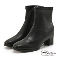 FM SHOES Beautiful Legs Thin Thick Heel Socks Boots Black Ankle Boots Women