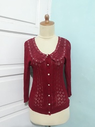 axes femme maroon cardigan