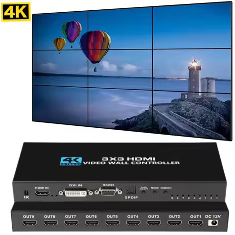3x3 9 Screen 4K HDMI DVI TV Video Wall Controller 1X2 1X4 1X3 2x2 2x3 3x2 4X2 2X4 Multi Video Screen