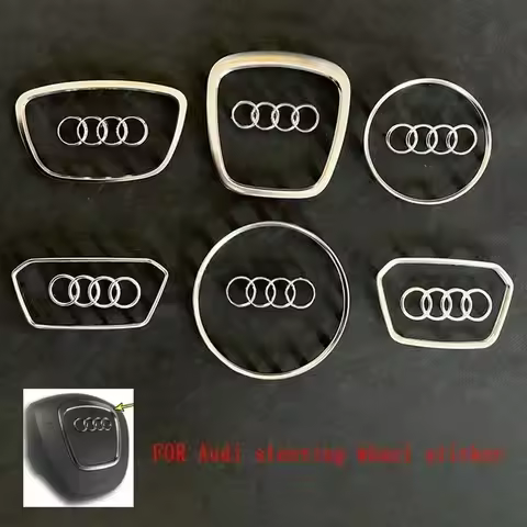 Automobile Steering Wheel Logo Bright Frame Strip Electroplated Car Logo Sticker For Audi A3 A4 B8 8