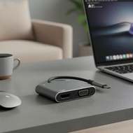41:USB-C4K VGA、USB、PD Hab 4-dalam-1 Komputer Riba & Projektor: USB-C kepada VGA 4K, USB, Pengecasan 