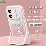 OPPO Reno 8เคส A98 OPPO A79 A78 5G เคส A18 A38 Reno 11 10 Pro + 8T เคส6Z 7Z 8Z OPPO A77s A57 A76 A17 A58 A15S เคส A53ป้องกันการตกอุปกรณ์ป้องกันเลนส์ไล่ระดับการ์ดแฟชั่นเคสนิ่มพร้อมกรณีโทรศัพท์แบบขาตั้งซ่อนรูปลายดิสนีย์กลิตเตอร์กันกระแทก