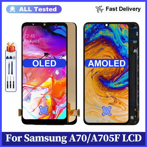 Super AMOLED For Samsung Galaxy A70 Display LCD A705 A705F Touch Screen Replace Parts Digitizer For 