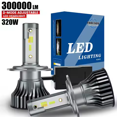 Erruson 320W 300000LM H4 LED H7 3 Color Changing Car Headlights Fog Lights 3000K 4500K 6500K Flash A