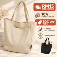 Beg Tote Bag Wanita Cotton Canvas Large Work OOTD