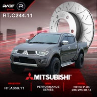 จานเบรคคู่หน้า RACETECH X BREMBO กัดลาย MITSUBISHI TRITON 2WD 05-18 / PAJERO SPORT 08-15 ขนาด 294 - 