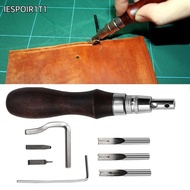 IESPOIR1T1 Leather Edge Trimmer, Edge Pressing Trenching Edge Beveller Groover, Portable 7 In 1 Mult