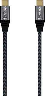 AISENS - A107-0672 - USB 3.2 Gen2x2 20Gbps 5A 100W E-mark, Type USB-C/M-USB-C/M, Grey, 1.5m
