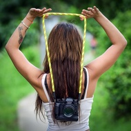 黃色花紋 相機帶 法國BEAL登山繩 復古手工 菲林相機 禮物 攝影