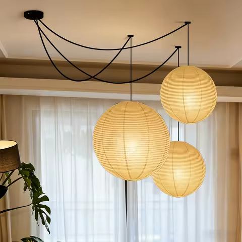 Japanese Rice Paper Pendant Lamp LED Noguchi Yong Wabi Sabi Pendant Lamp For Living Room Dining Room