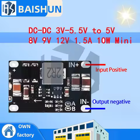 10W 1.5A Mini DC-DC Boost Converter & Lithium Battery Charger: 3V–5.5V to 5V/8V/9V/12V Adjustable Po