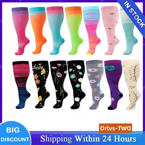 Plus Size Compression Socks for Women Men 20-30 MmHg Wide Calf Extra Large Knee High Flight Sock for