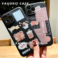 iphone 15 Pro Max Plus Soft Case Motif Bear 01 02 Black Cute Black Bear Silicone Casing Square Edge