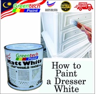 1L ( WHITE MATT ) GREENTECH PainT White Semi-Gloss (Matt) 1 Liter For Metal &amp; Wood / Kayu &amp; besi / 1 LITER