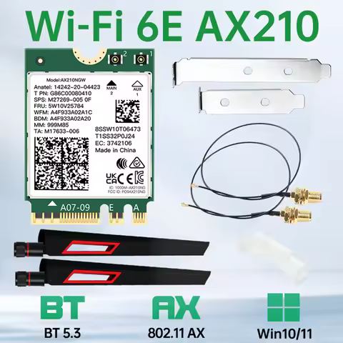 WiFi 6E AX210 BT5.3 Wireless WiFi Card 5374Mbps 802.11ax AX210NGW Network Adapter With External Ante