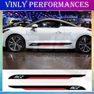 2PCS Car Door Side Stickers For PEUGEOT RCZ Tuning Accessories Racing Sport Stripes Styling Decor Au