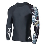 LAFROI Men's Long Sleeve SwimSuit Fit Compression Rash Guard Sportswear Gym Clothes Fitness Rush gua