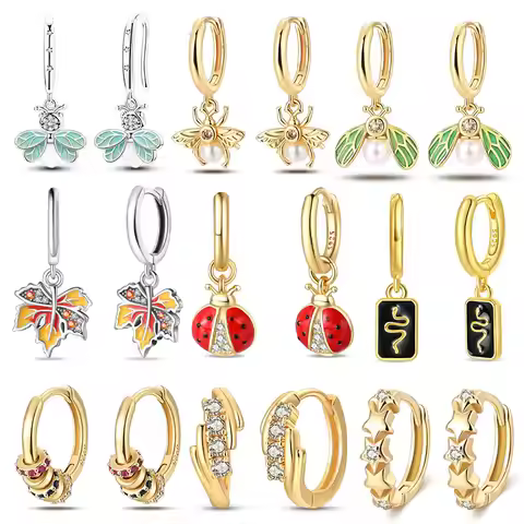 925 Silver Original Earring 2026 Hot Stud Hoop Crystal Earing For Women Large Gold Earrings With Fir