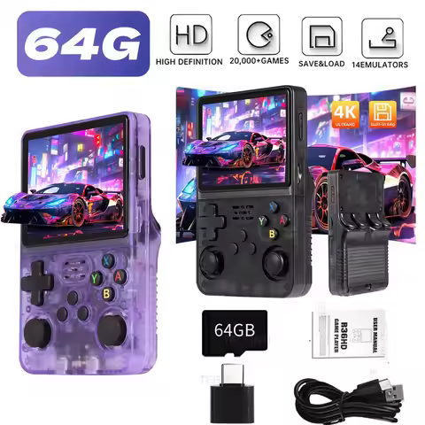 64G R36HD Retro Handheld Video Game Console IPS Screen Built-in 20000+ Games Portable Gaming Players