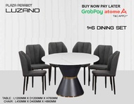 Dining Set/ 1+6 Round Marble Dining Set /Dining Set marble / Dining Table / Dining Chair / Meja Makan / Kerusi Meja Makan /Living Room Furniture