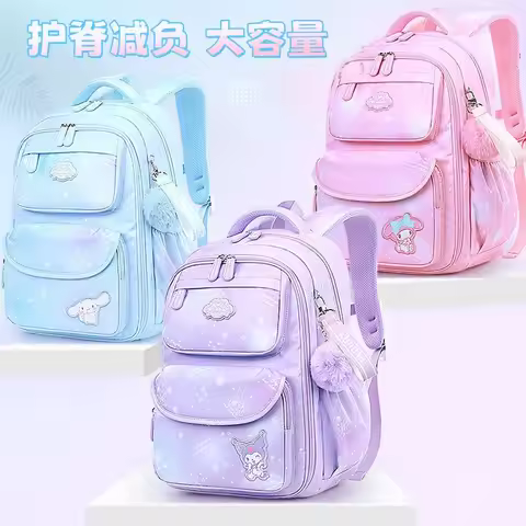 Kuromi Melody Cinnamoroll Backpack Large Capacity Spine Protection School Bag for Girls Lightweight 