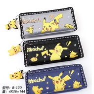 Pokemon Quality 2 Layer Pencil Beg B-120 with free Toy/ Student Gift