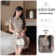 Derose Studio – Evelina Dress with checkered design, elegant cotton felt bodysuit