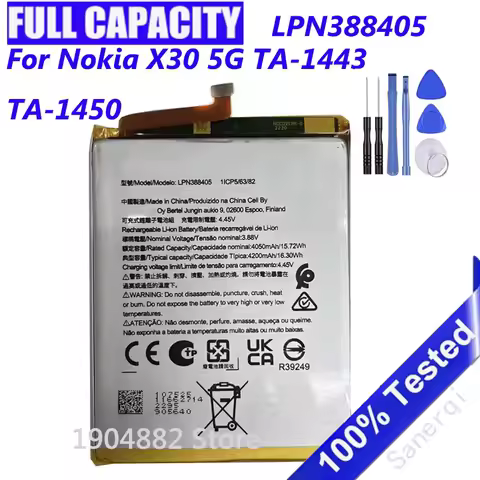 Battery LPN388405 4200mAh For Nokia X30 5G TA-1443 TA-1450 Mobile Phone Batteries+Tools