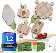 Builder Set of 27 Adaptor Blocks in Wood Look Suitable for Brio Rails & Duplo® as well as all other 