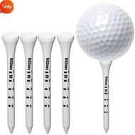 SHLY 100pcs White Striped Golf Tee, Wooden 69/83mm Golf Wood Tees, Durable Digital Scale Golf Stand 