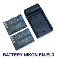 (Saving Set 2+1) EN-EL3E \ EN-EL3 \ ENEL3E \ ENEL3 แบตเตอรี่และแท่นชาร์จสำหรับกล้อง นิคอน Battery an