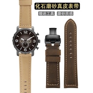 FOSSIL Fossil Watch Strap Genuine Leather Men's ME3099/BQ2364 Dark Brown Retro Matte Watch Strap 22