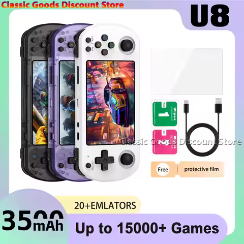 Linux System U8 IPS Screen 4.0-inch Retro Video Game Console Handheld Portable Pocket Video Game Pla