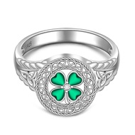 Shamrock Ring St Patricks Day Rings Four Leaf Clover Ring for Women Sterling Silver 925 Irish Shamro