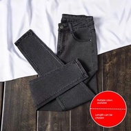 baggy pants women jeans perempuan.women jeans Seluar jeans pinggang tinggi kelabu berasap dengan kak