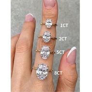 1PC 1ct 2ct 5ct 8ct 925 Sterling Silver Sparkle 1CT 2CT 5CT 8CT Oval Engagement Ring Wedding Band Fo