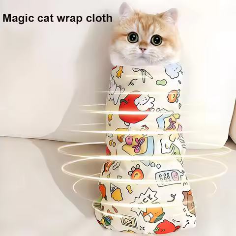 Cat Grooming Wrap Self-Adherent Cat Swaddle Burrito Wrap Anti-Bite Anti-Scratch Anti-Escape for Medi