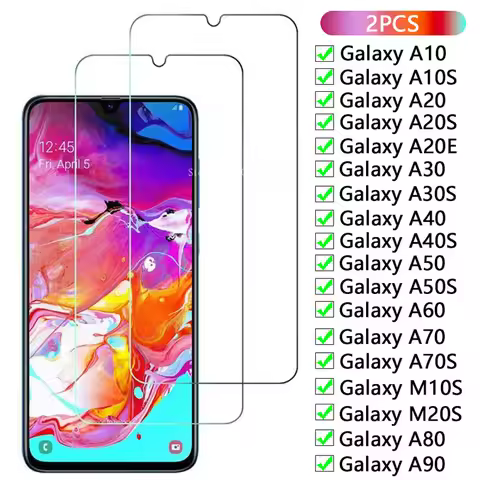 2PCS Tempered Glass for Samsung A10 A20 A30 A40 A50 A60 A70 A80 A90 Screen Protectors for Galaxy A10