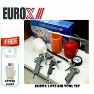 EUROX AIR TOOLS KIT - 5 PCS AIR TOOLS SET (SPRAY PAINT GUN, BLOWING AIR GUN, WASHING GUN, INFLATING 