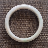 豆種白底青翡翠手鐲 Size 58 Jade Bangle