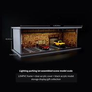 1/64 One-Tier Garage Model Stackable for Playing and Taking a Car with LED Light for Tomica Garage M