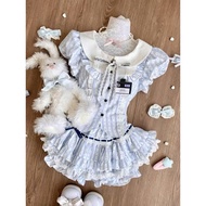 Cute Lady Lolita Shirt Blouse Set with Layered Skirt