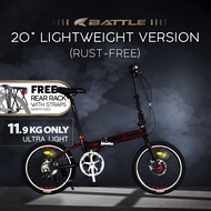 🇸🇬【ANTI-RUST - 11.9kg】20inch BATTLE Lightweight Folding Bike MRT and Bus Friendly Foldable Bicycle